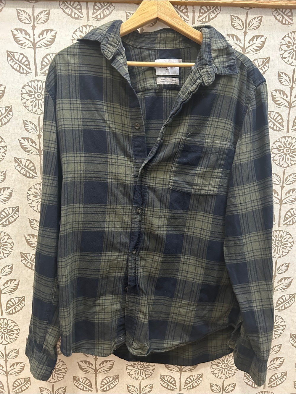 Goodfellow & Co Navy and Olive Plaid Button-Down Shirt